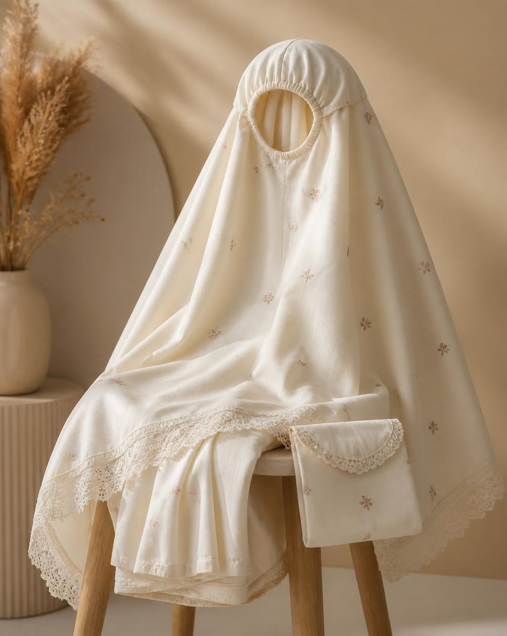 Children's cream prayer set with matching pouch